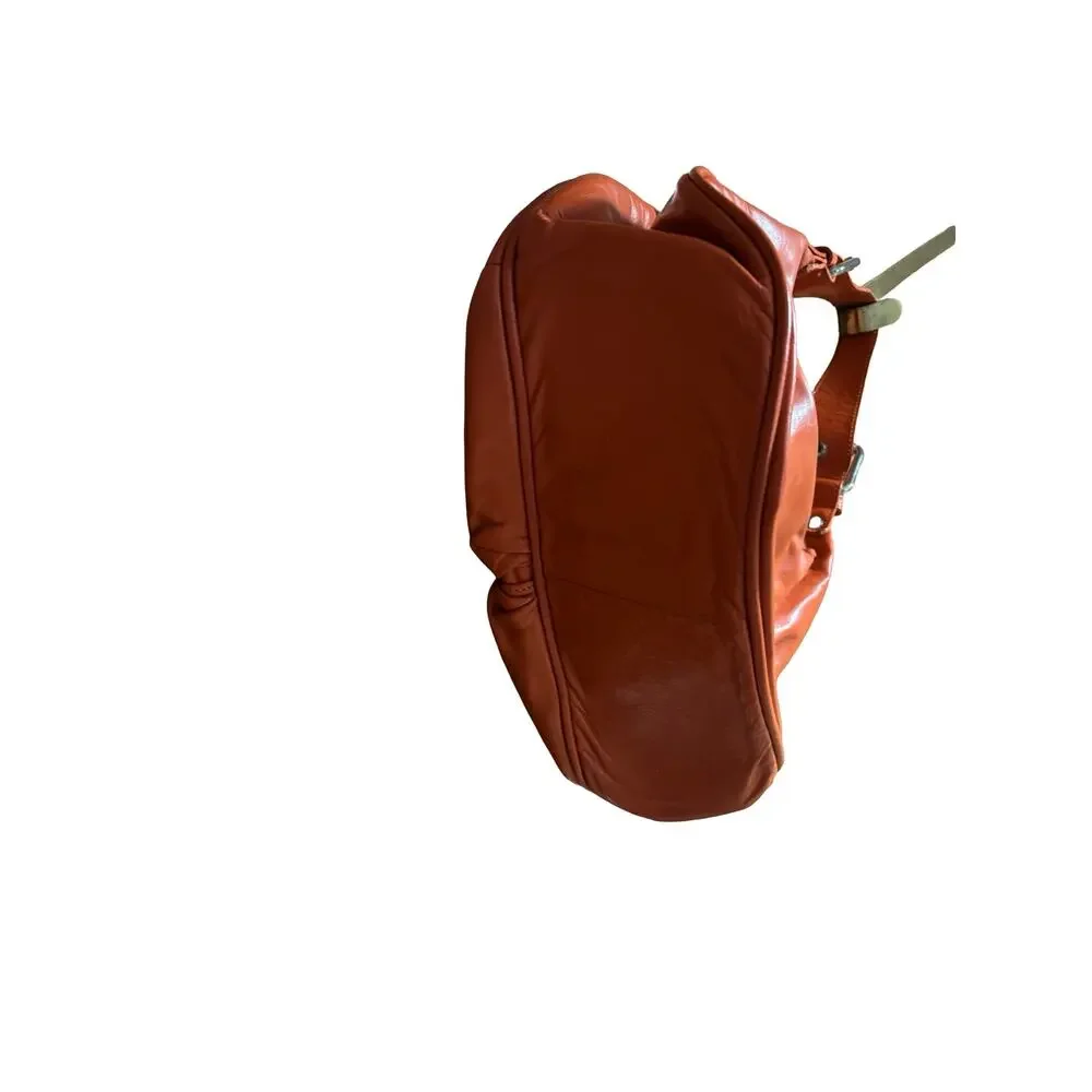 Made in Italy Orange Leather Slouchy Shoulder Hobo Bag